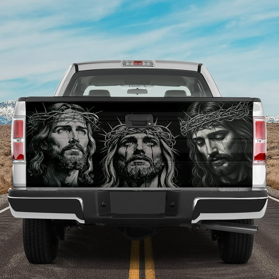 Lotusprinthandmade Jesus Christian Tailgate Wrap 2 Sizes (24"x58"), christian truck decal, religious car graphic, faith based tailgate cover