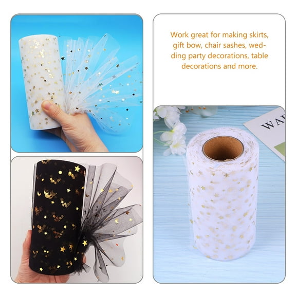 OATIPHO 2Pcs Assorted Color Star Sequin Tulle Roll Ideal for Wedding Decorations and Skirts