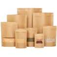 thumbnail image 1 of 50pcs Kraft Paper Bag with Window Resealable Food Storage Ziplock Bag Stand Up Large Pouches 3.5×5.5in, 1 of 8
