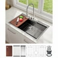 thumbnail image 2 of Drop In Kitchen Sink,Workstation 16 Gauge Stainless Steel Top Mount Deep Single Bowl Over Counter Sinks Basin with Faucet for Bar,Home,Restaurant, 2 of 9