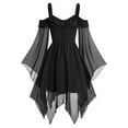 thumbnail image 2 of Fesfesfes Plus Size Tops for Women Gothic Straped Dress Cross Lace Butterfly Sleeve T-shirt Tops Mini Dress, 2 of 5