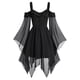thumbnail image 1 of ICHUANYI Clearance Plus Size Women Gothic Criss Cross Lace Insert Sleeve T-shirt Tops(Black, L) ICHUANYI WER2023081011088, 1 of 4