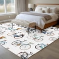 thumbnail image 4 of Area Rug for Living Room, Bicycles Non-Slip Indoor Large Carpet for Bedroom/Dining Room, White Vintage Vehicle Modern Abstract Art Washable Low-Profile Rectangle Floor Runner Rugs - 6 x 9 Ft, 4 of 8