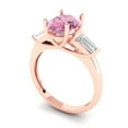 thumbnail image 2 of Three-Stone Engagement Ring for Women - 2.5ct Simulated Pink Diamond in 18K Rose Gold Promise Ring, 2 of 6
