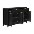 thumbnail image 6 of Wave Design Sideboard Cabinet Scandinavian with 2 Drawers 4 Doors Adjustable Shelves Aluminum Handles MDF Black, 6 of 9