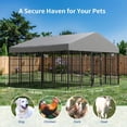 thumbnail image 4 of Gotland Large Outdoor Dog Kennel,118" L x 117" W x 75" H Heavy-Duty Modular Dog Cage with Waterproof Cover, UV-Resistant Roof, Anti-Rust Outdoor Dog Fence w/Double Security Locks for Backyard, 4 of 9
