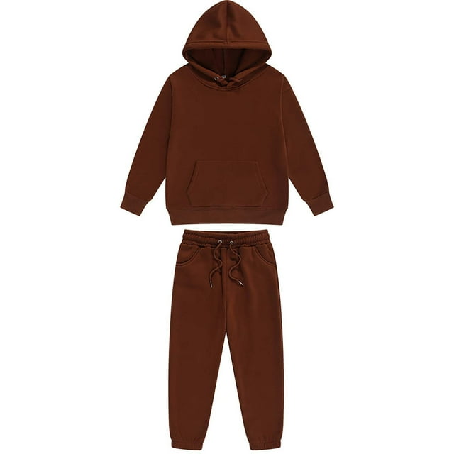 FAIWAD Ensemble 2 Pcs pour Enfants Garçons Filles Chandail à Capuchon à Manches Longues Uni et Ensemble de Jogging Survêtement