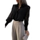 thumbnail image 3 of SAYOO Mujer Casual Botón Abajo Camisas sólidas Blusa con cuello en V Manga larga Recorte Camisa de verano sólida Blusa de verano Ropa de calle Outwear Camisas de trabajo formales informales SAYOO  Moda, 3 of 7