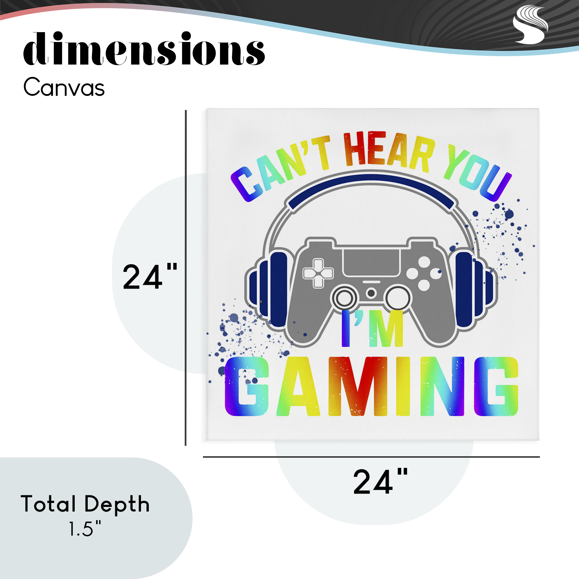Rainbow Can't Hear You Gaming Canvas Wall Art, design by Kim Allen