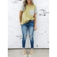 thumbnail image 2 of Blouses T-Shirts Décontractées à Manches Courtes à Blocs de Couleur Rayés pour Femmes, 2 of 6
