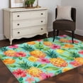 thumbnail image 3 of Turquoise Summer Pineapple Area Rugs 3'x5', Washable Small Throw Rugs for Living Room Bedroom, Tropical Lemon Fruits Leaves Indoor Outdoor Rug Non-Slip Low Pile Carpet Runner Reversible Floor Mats, 3 of 8