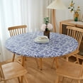 thumbnail image 3 of Round Vinyl Fitted Tablecloth with Flannel Backing Elastic Table Cloth Waterproof Oil-Proof Plastic Cover, 3 of 6