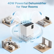 Behome Small Dehumidifiers,41 OZ Dehumidifier Quiet with Auto Shut Off,323 sq.ft Dehumidifiers for Bedroom, Bathroom, RV, 7 Colors LED Light,White