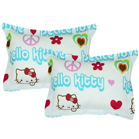 Store51 Llc 12606548 Hello Kitty Pillow Shams Set Peace Sign Bedding Accessories