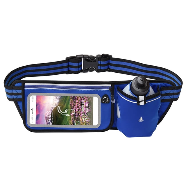 Riñonera para correr maratón al aire libre con pantalla táctil abatible, una sola botella de agua, equipo deportivo