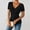 #0366-Black, variant on Women's Tees V Neck Short Sleeve Wrap Ruched Button Decor Tops Casual Slim Fit Stylish T Shirts Gift