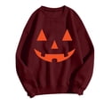 thumbnail image 4 of Bibifish Womens Halloween Pumpkin Face Graphic Sweatshirts Crew Neck Long Sleeve Oversized Soft Autumn Daily Tops, 4 of 4