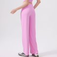 thumbnail image 3 of SWSMCLT Women's Wide Leg Yoga Pants Palazzo Pants Casual Workout Summer Thin Trousers Long Lightweight Soft Pink Small-Medium, 3 of 5