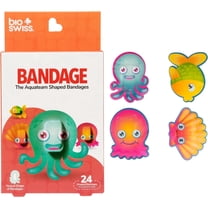 BioSwiss Bandages, Aquateam Sea Creatures Shaped Self Adhesive Bandage, Latex Free Sterile Wound Care, 24 Count