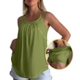 thumbnail image 6 of Women's Tank Tops with Built in Bra Womens Clothes Basic Tee Camisole Tops Halter Tops Sleeveless Tops Sports Yoga Shirts Padded Casual Loose Fitted Tank Tops Tunic Tops Shelf Bra Tank Army Green, 6 of 7