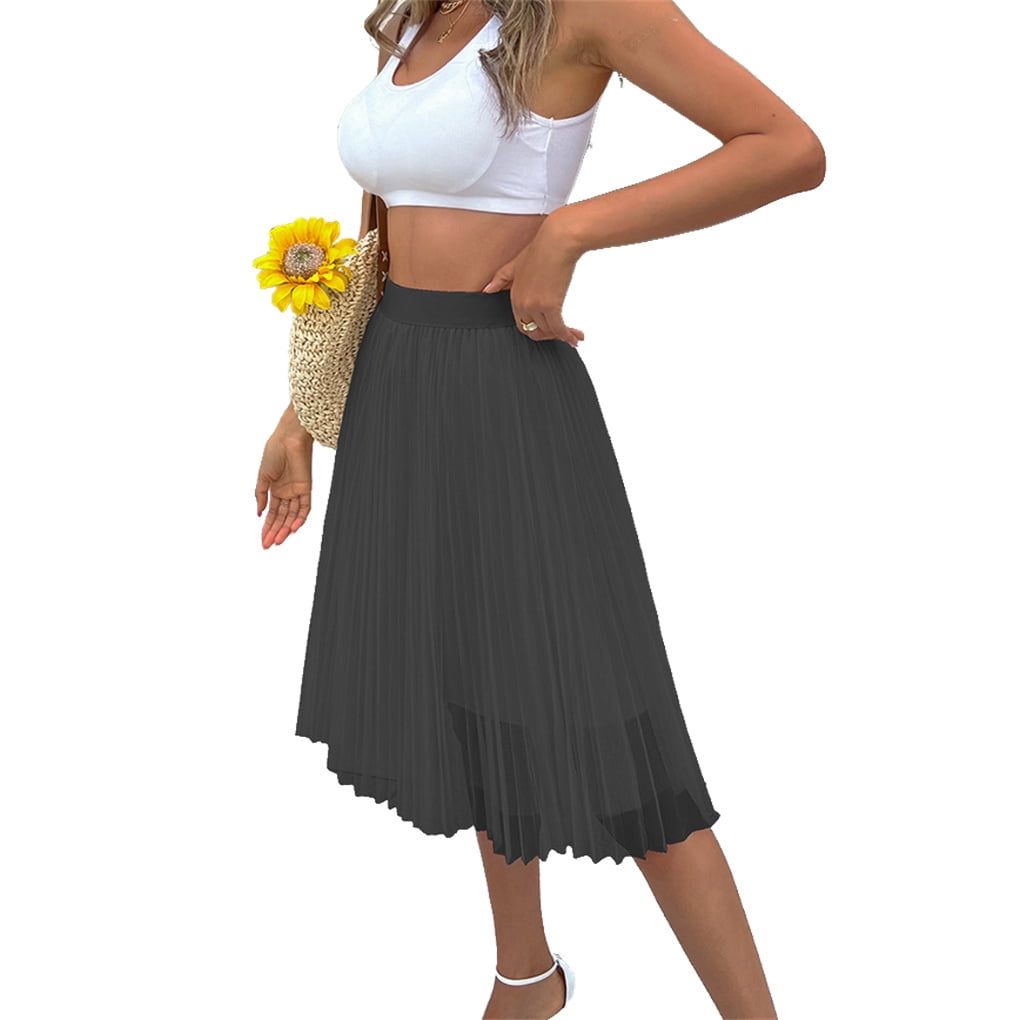 Black pleated skirt knee hot sale