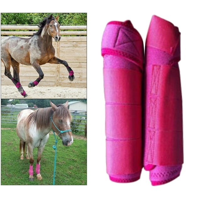 Bottes de Protection en Tissu Extensible Légères Ajustables pour Tendon de Cheval Rouge