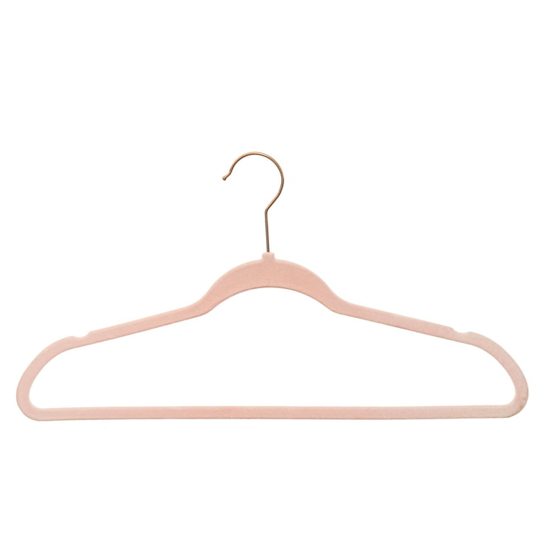 SONGMICS Velvet Hangers 50 Pack, Non Slip Hangers with Rose Gold Color Swivel Hook, Slim Hangers Space Saving