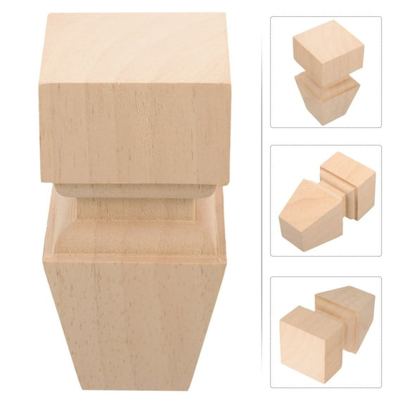 PAMINGONO 1Pack Khaki Wood Carved Furniture Leg 12cm Height for Sofa Feet Replacement in European Style