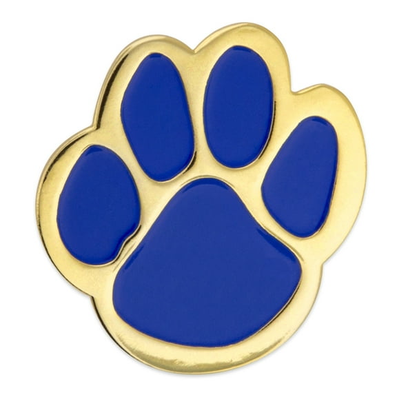 Blue and Gold Animal Paw Print School Mascot Enamel Lapel Pin