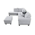 thumbnail image 2 of Golden Furniture L-Shaped Linen Fabric Sectional Sofa Set with Storage Ottoman & Pillows, Beige/Gray, 2 of 8