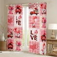thumbnail image 2 of Feelyou Romantic Couple Gnome Curtains Pack of 2 (42x84 Each), Love Heart Print Curtains Blackout, Fashion Pink Patchwork Bedroom Curtains, Living Room Curtains Decor, 2 of 6