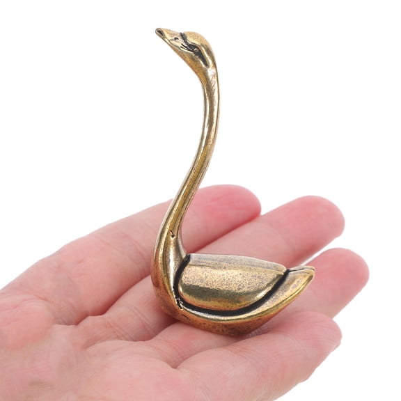 BESTYASH Set of 2 Vintage Brass Swan Figurines in Coffee Color for Elegant Office and Home Decoration
