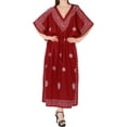 thumbnail image 4 of HAPPY BAY Women's Loungewear Plus Size Caftan Maxi Evening Gown 2X-3X Red, Embroidery, 4 of 4