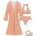 thumbnail image 6 of ClodeEU Women's Plaid Print Printed Bikini 3 Piece Set ,Bathing Swimsuit with Cover Ups Kimono Orange,Womens Plus XXL, 6 of 6