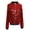 Burgundy, variant on Womens Long Sleeve Sequin Front Zip Jacket Long Sleeve Ribbed Cuffs Outerwear Tops