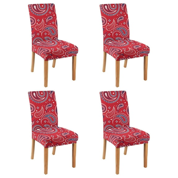 Decorative Bohemian Paisley Dining Chair Covers 4 Pack Vintage Floral Ethnic Retro Colorful Pattern Washable Polyester Stretch Slipcovers Removable Protector for Classic Dining Room