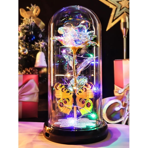 Gifts Pusuny Galaxy Glass Rose Light Up en forma de cúpula de cristal para mujer