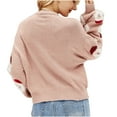thumbnail image 3 of Tejiojio Christmas Matching Fashion Women Long Sleeve O-Neck Christmas Santa Print Loose Knit Sweater Top, 3 of 8