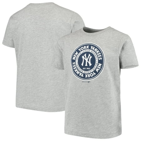 Mlb Circle - Youth Heathered Gray New York Yankees Circle Logo T-Shirt