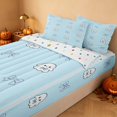 thumbnail image 3 of Homewish Halloween Ghost Zipper Full Size Comforter Sets with Fitted Sheet and 2 Pillowcases, Cute Coquette Bow Zipper Bedding Set, Light Blue, Polka Dots Reversible, 3 of 7