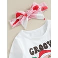 thumbnail image 6 of GXFC Toddler Girl Christmas Holiday Party Outfits Clothes 6M 1T 2T 3T 4T Kids Girls Long Sleeve Letter Santa Print T-Shirts+Flare Pants 2Pcs Holiday-themed Clothing for Children Girl, 6 of 9
