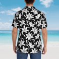 thumbnail image 4 of Pofeuu Lilies Flowers Print Hawaiian Shirt for Men Sleeves Casual Button Down Summer Beach Dress Shirts T-Shirts,Small, 4 of 7