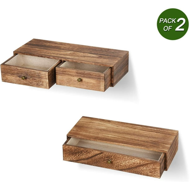 Decorx Floating Shelf With Drawer Rustic Wood Wall Shelves For Storage And Display Multiuse As A Nightstand Or Bedside Set Of 2 Carbonized Black Com - Wooden Wall Shelves With Drawers Decorx Floating Shelf With Drawer Rustic Wood Wall Shelves For Storage And Display Multiuse As A Nightstand Or Bedside Set Of 2 Carbonized Black Com - Wooden Wall Shelves With Drawers