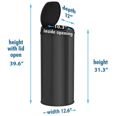 iTouchless - 13-Gal. Round Deodorizer Sensor Trash Can - Matte Black
