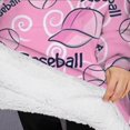 thumbnail image 3 of Oversized Wearable Blanket Hoodie,Pink Baseball Caps and Balls Pattern Sherpa Blanket Hoodie with Super Pockets,Super Warm Fuzzy Pullover for Women & Men, 3 of 6