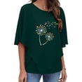 thumbnail image 3 of USSUMA T-Shirts for Women Trendy Dandelion Print Flowy Women's Shirts and Blouses 3/4 Sleeve Women Tops Dressy Casual Summer Double-Layered Chiffon Poncho Graphic Round Neck Plus Tunics Beach, 3 of 6