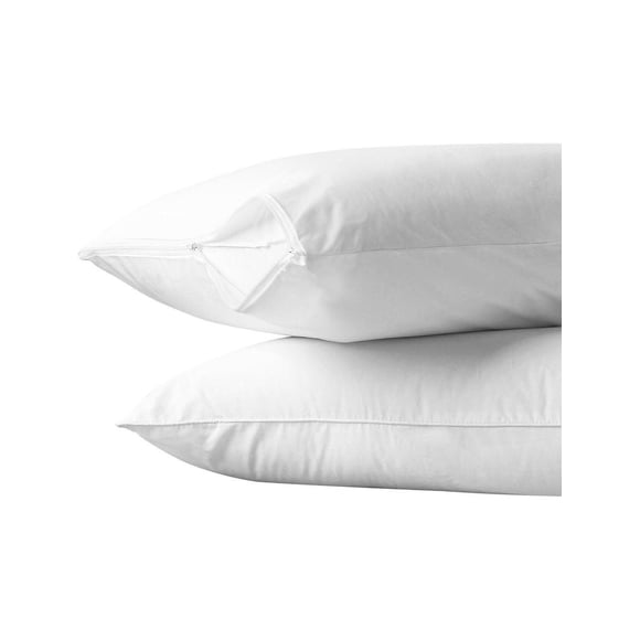 Hotel Bed Linens TC-180 Percale Cotton-Poly Pillow Protector w/Zipper size 20"x27" STD color White 10/Pack