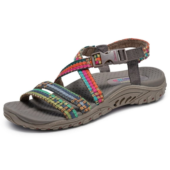 Sandalia Skechers Reggae-Sew Me-Boho para mujer, color topo, talla 8