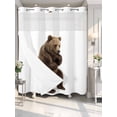thumbnail image 2 of No Hook Shower Curtain with Snap-in Liner, Funny Bears Waterproof Fabric Bathroom Curtains, Cute Art Fun Lovely Animals on Toilets Bath Curtains & Mesh Top Window 66"x72", 2 of 9