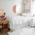 thumbnail image 3 of CCNY Dorm Room Bed Skirt Ruffled Pattern 100% Microfiber White Full XL 32" Drop Length Dorm Bed Skirts, 3 of 5